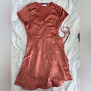 Tiger Mist Terracotta Wrap Mini Dress